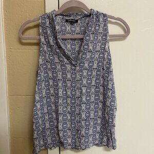 Elegant Blue and White Patterned Blouse